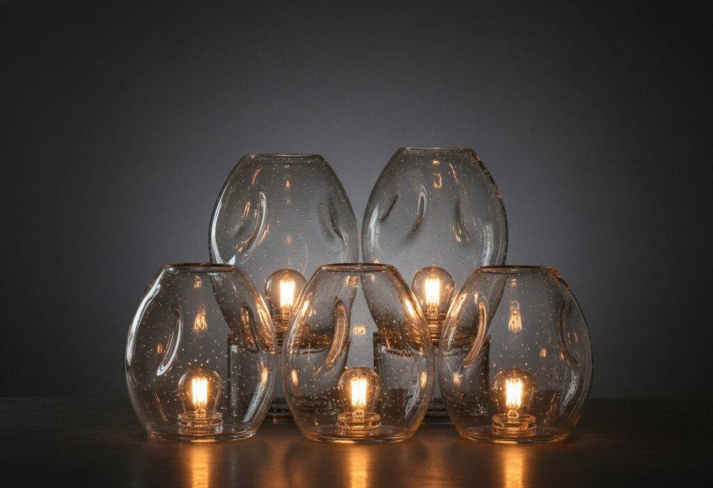 Traditional hand-blown glass lampshades