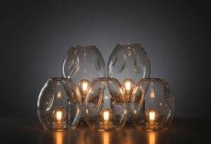 Traditional hand-blown glass lampshades