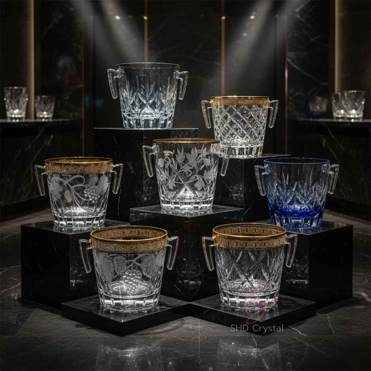 custom glass ice buckets