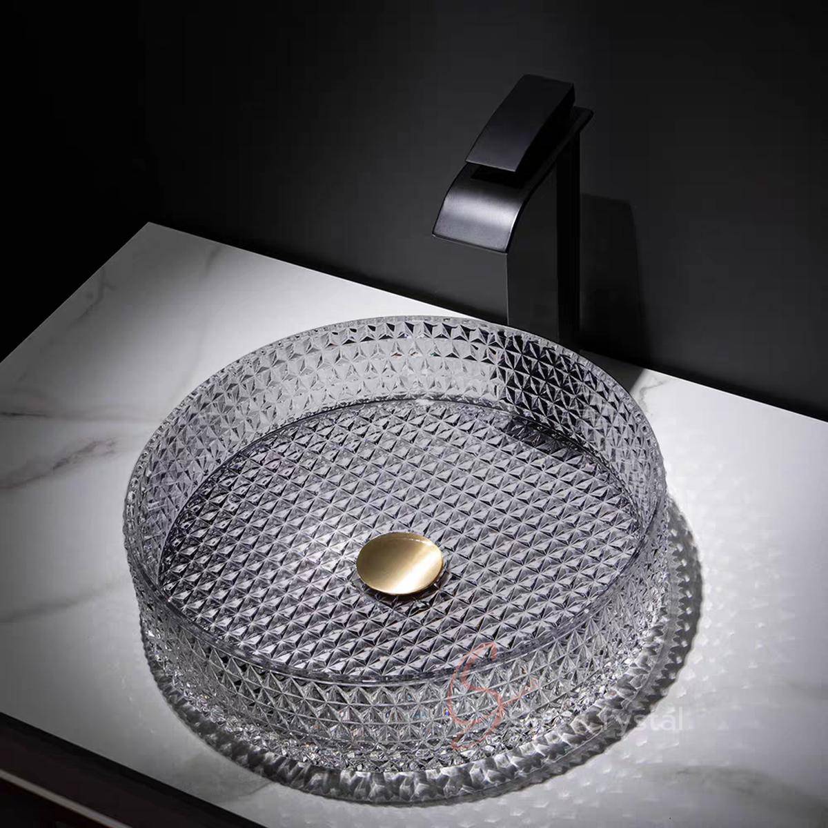 Modern European-Style Diamond Crystal Glass Washbasin