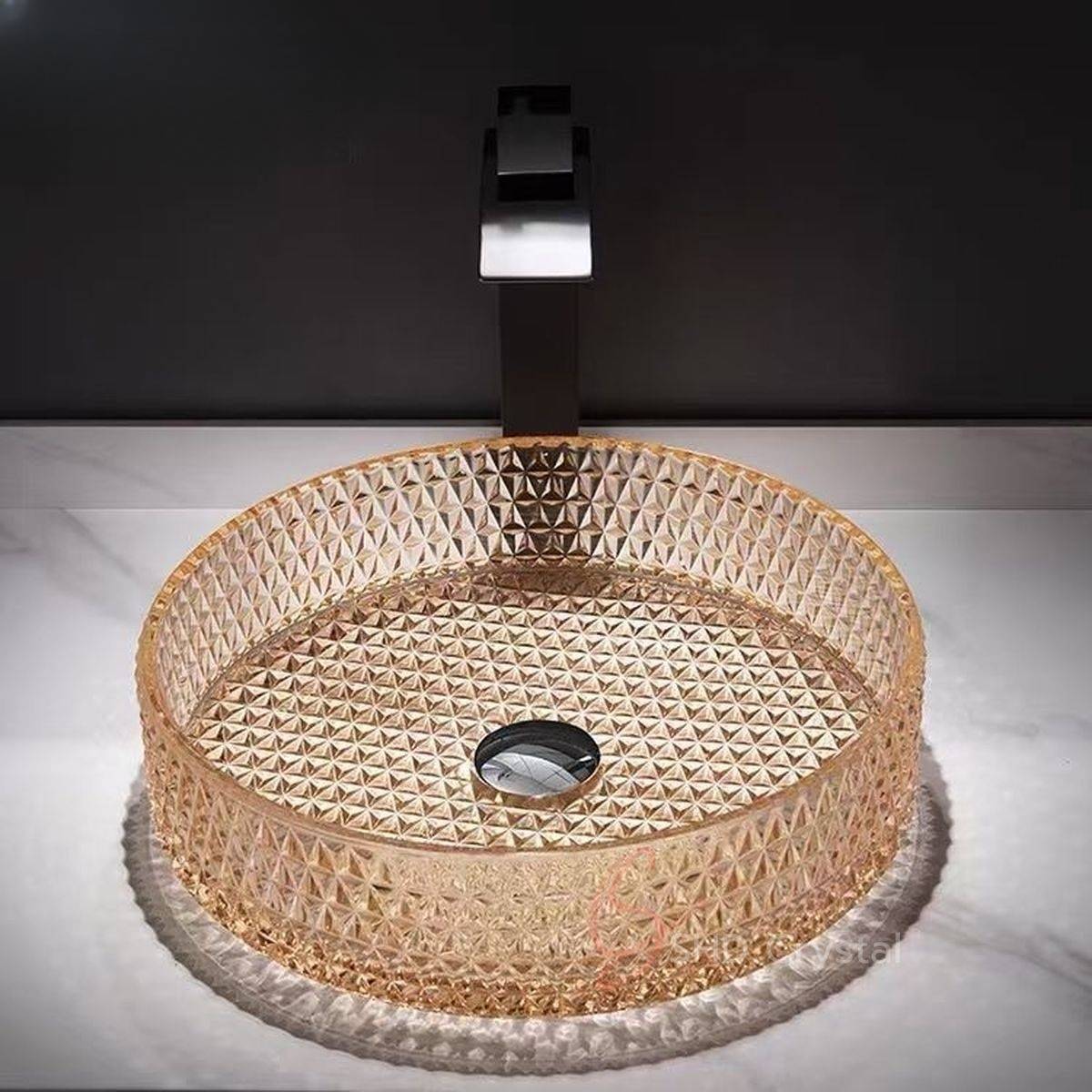 Modern European-Style Diamond Crystal Glass Washbasin-Orange