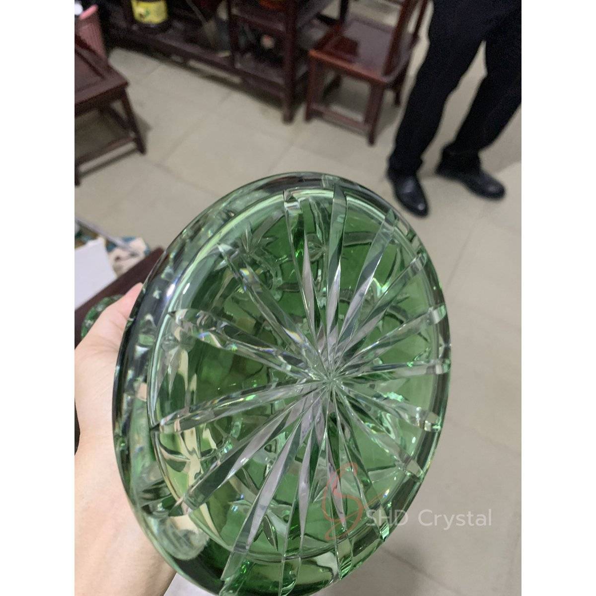 Green Hand-Carved Hookah Base