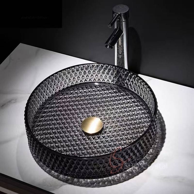 Modern European-Style Diamond Crystal Glass Washbasin