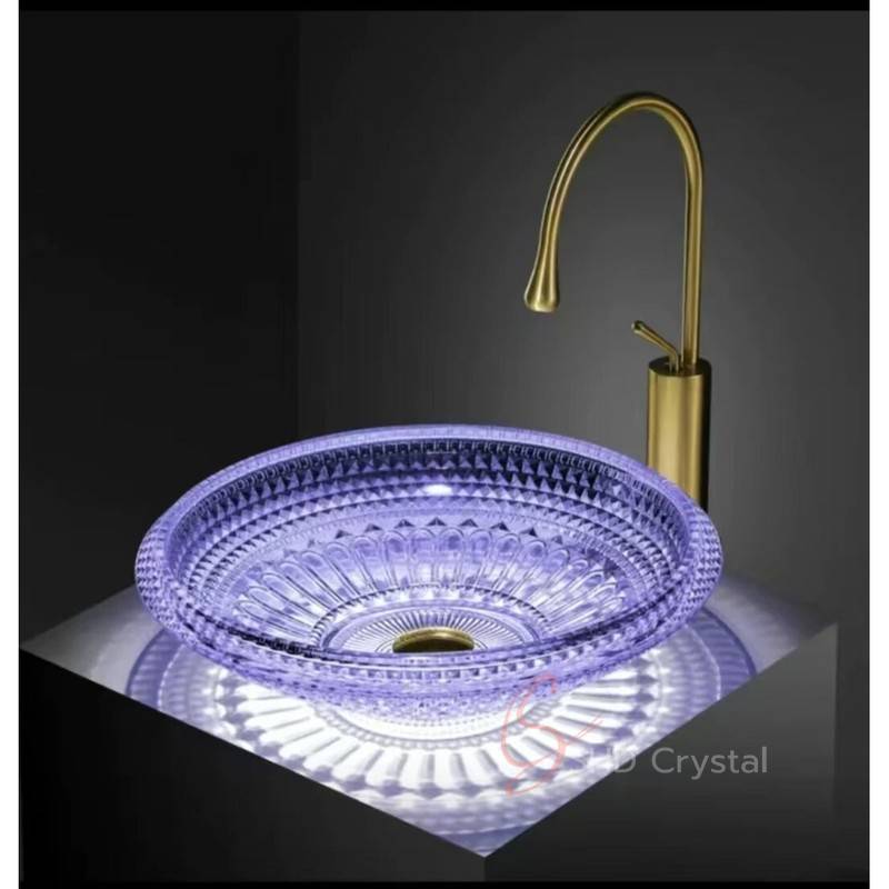 Modern European Wide-Mouth Funnel Diamond Crystal Glass Washbasin