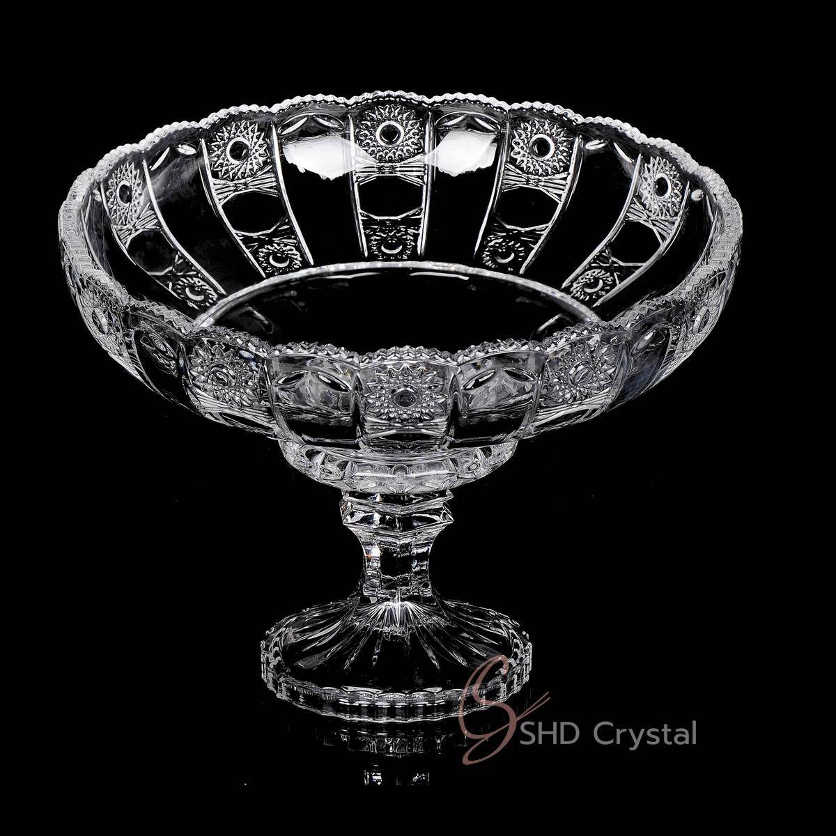 Clear Crystal Fluted Footed Fruit Bowl