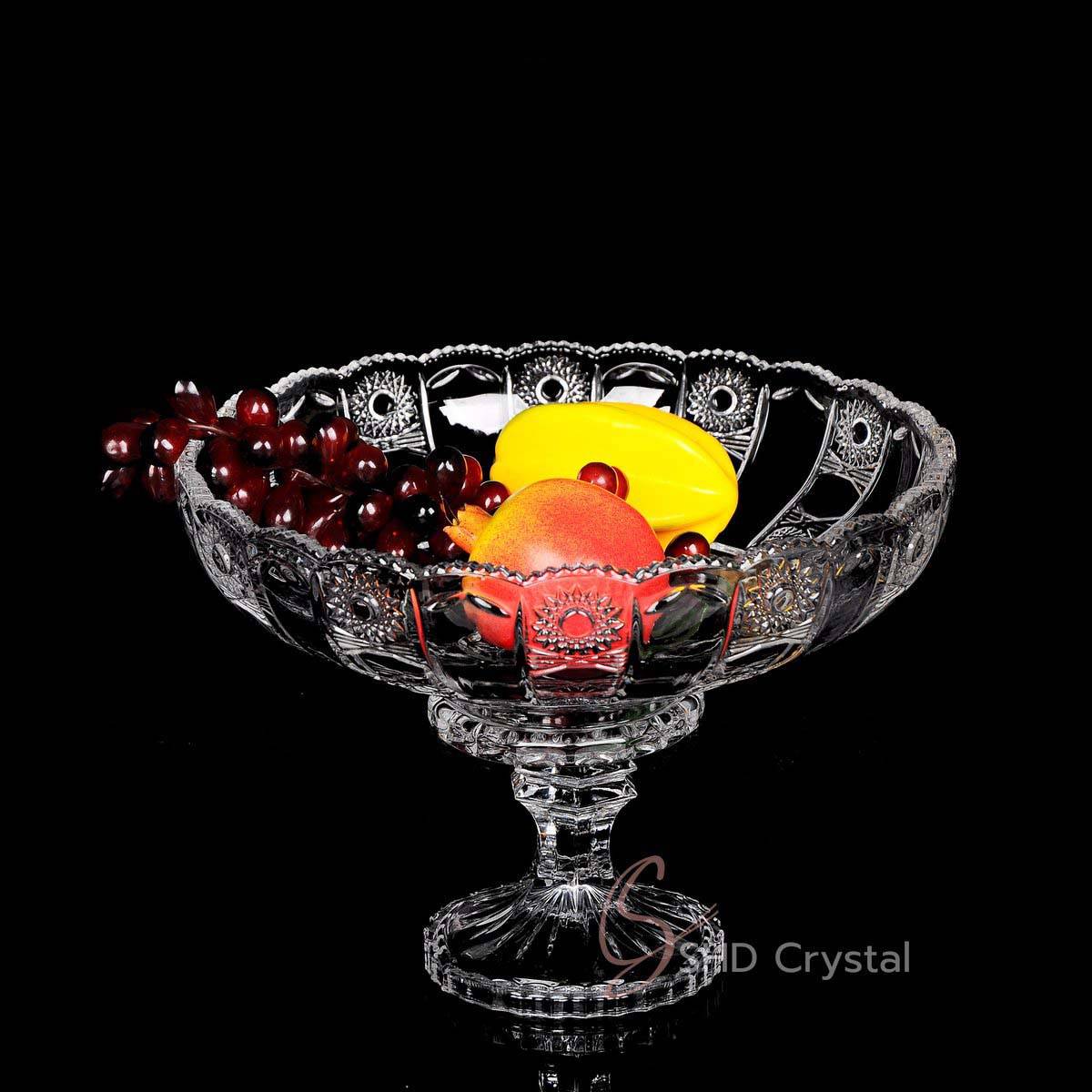 Clear Crystal Fluted Footed Fruit Bowl