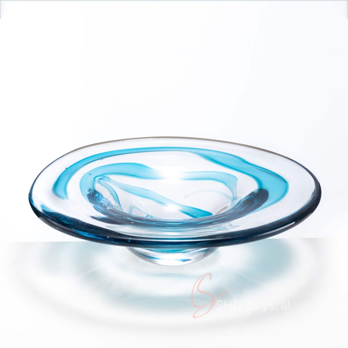 Clear Crystal Blue Ribbon Serving Plate