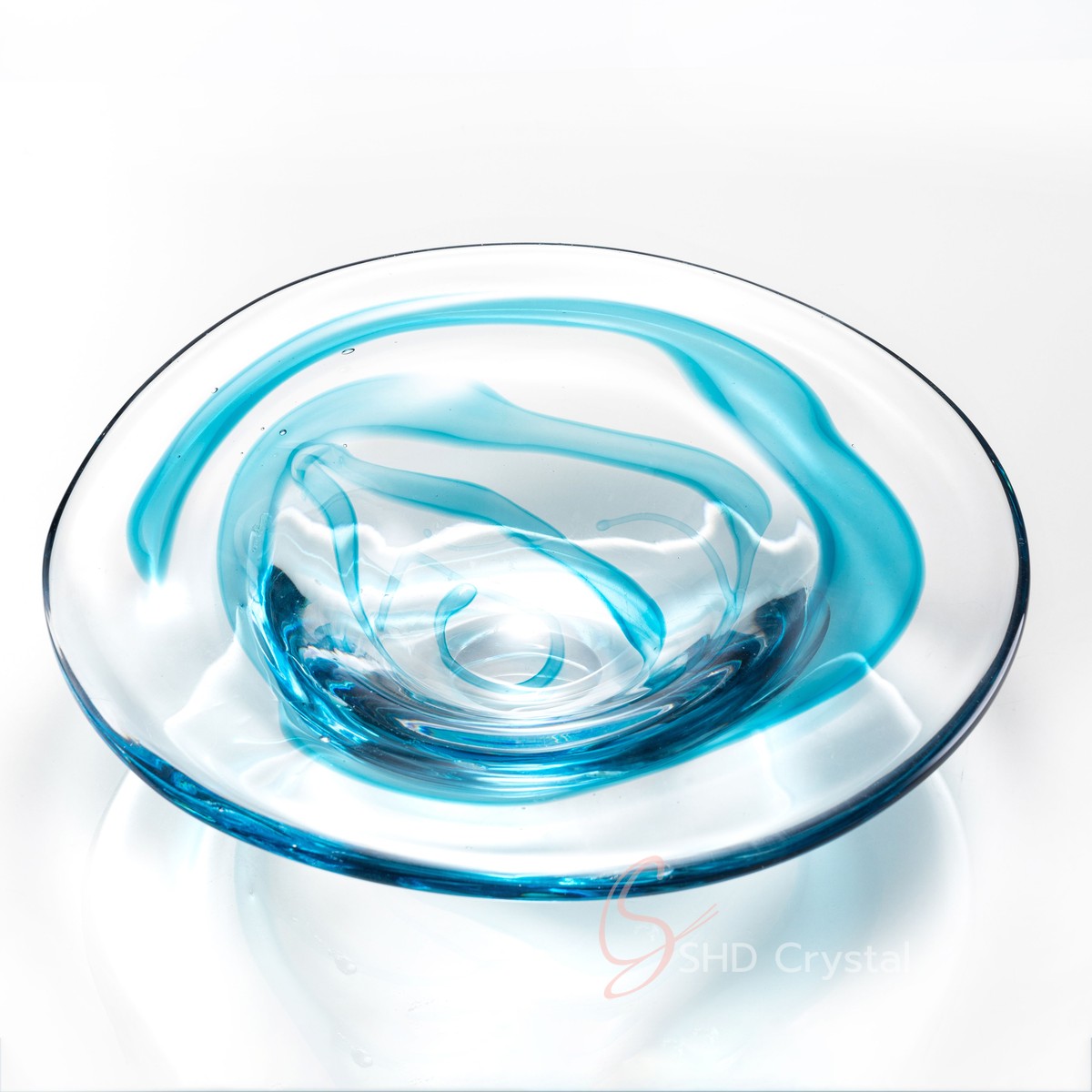 Clear Crystal Blue Ribbon Serving Plate