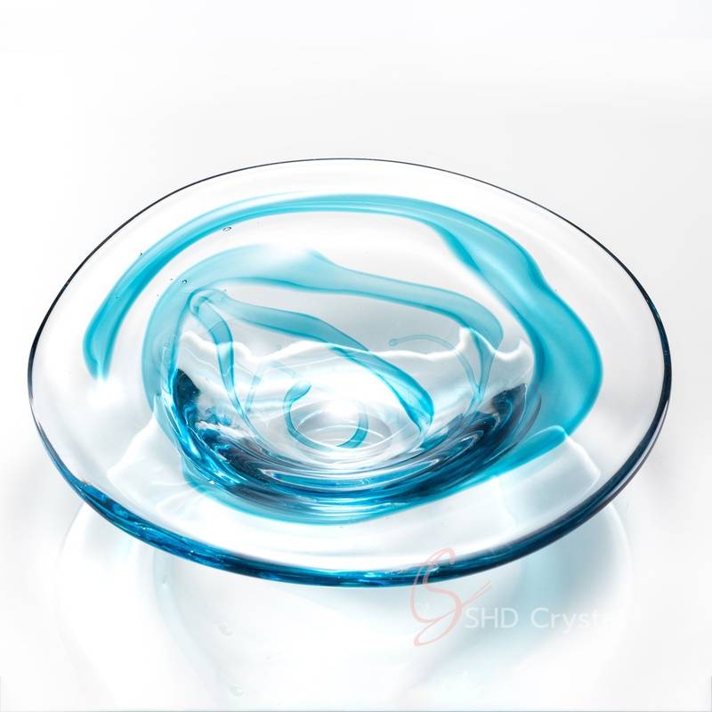 Clear Crystal Blue Ribbon Serving Plate