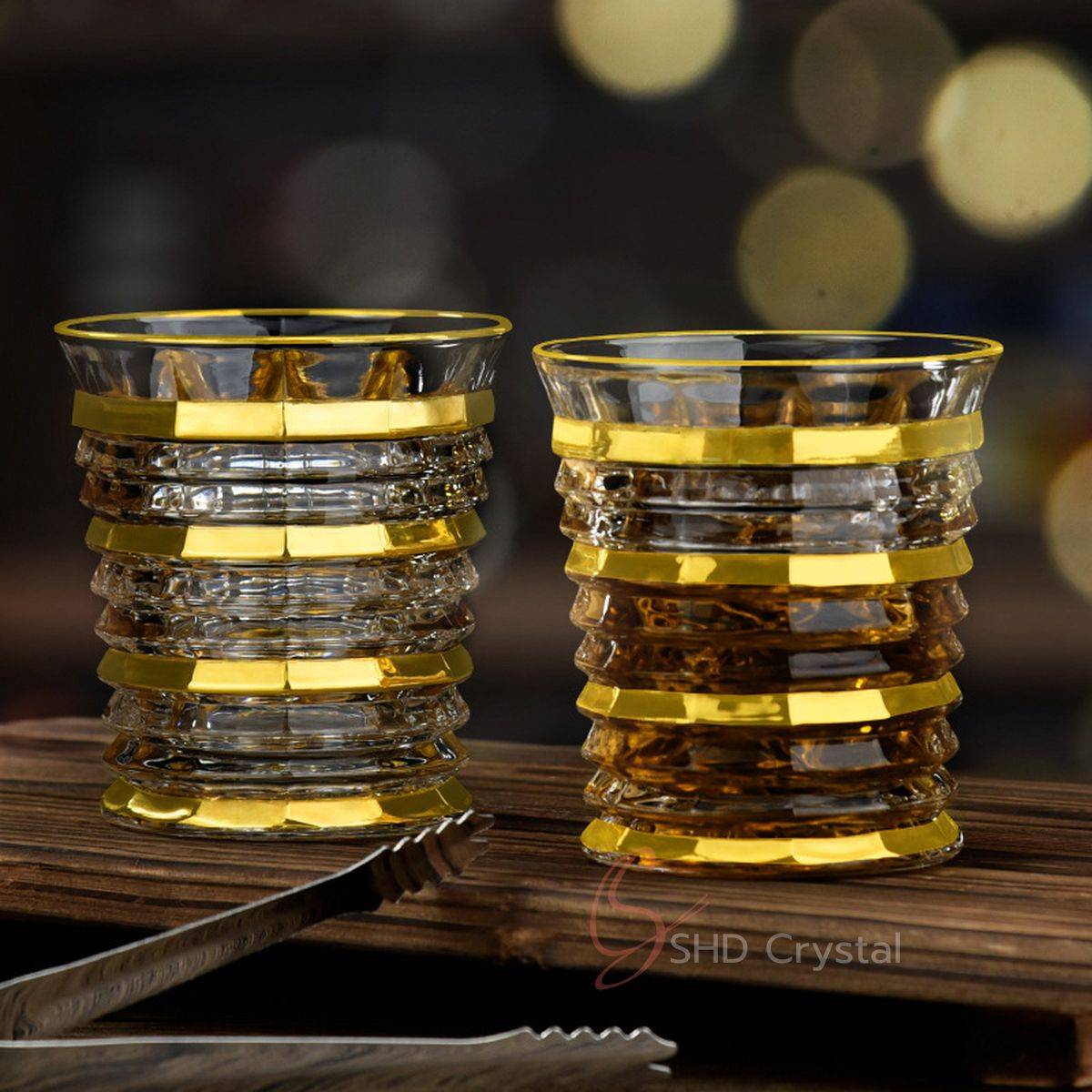 Retro Gold-Rimmed Whiskey Barware Set