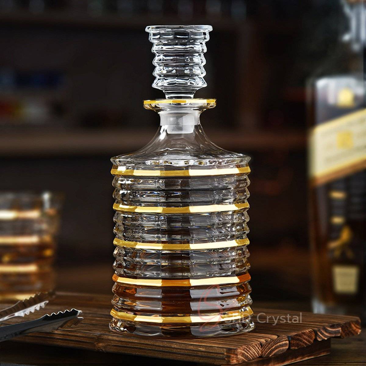 Retro Gold-Rimmed Whiskey Barware Set