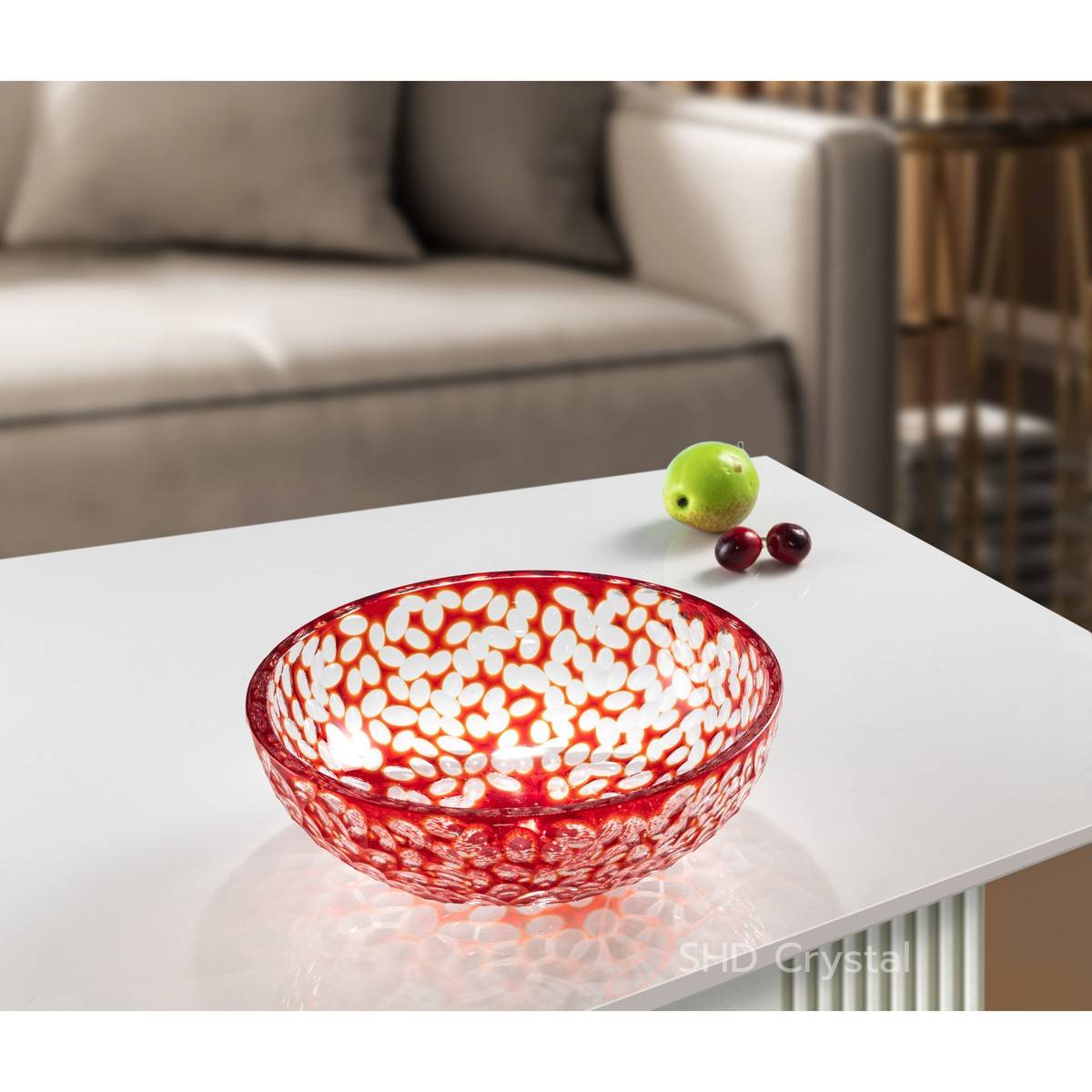 Ruby Polka Dot Crystal Snack Bowl