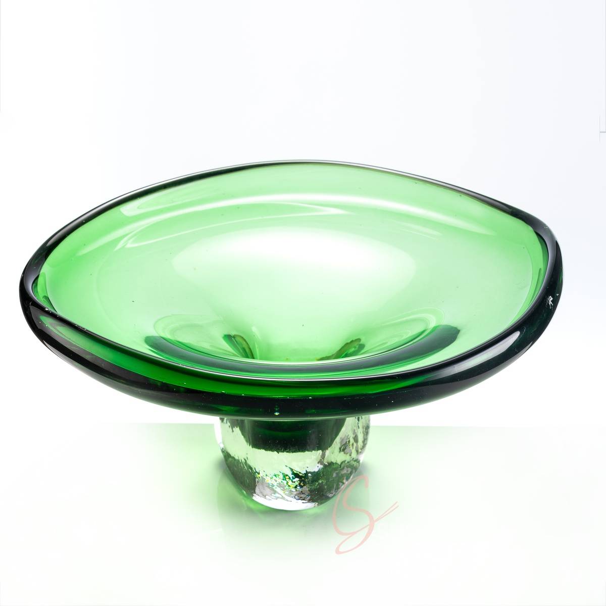 Emerald Green Crystal Footed Fruit Plate