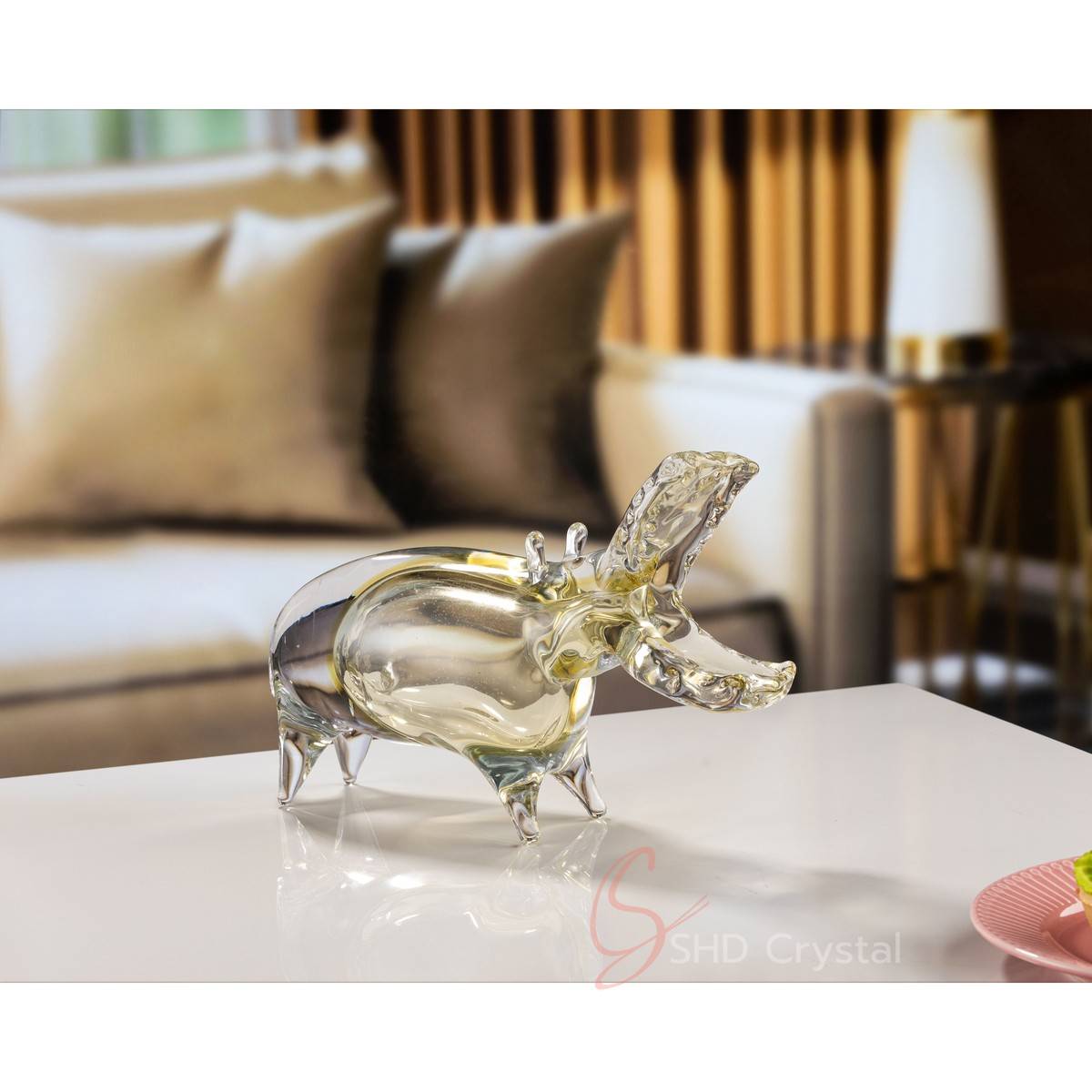 Gold Leaf Hippo Glass Ornament