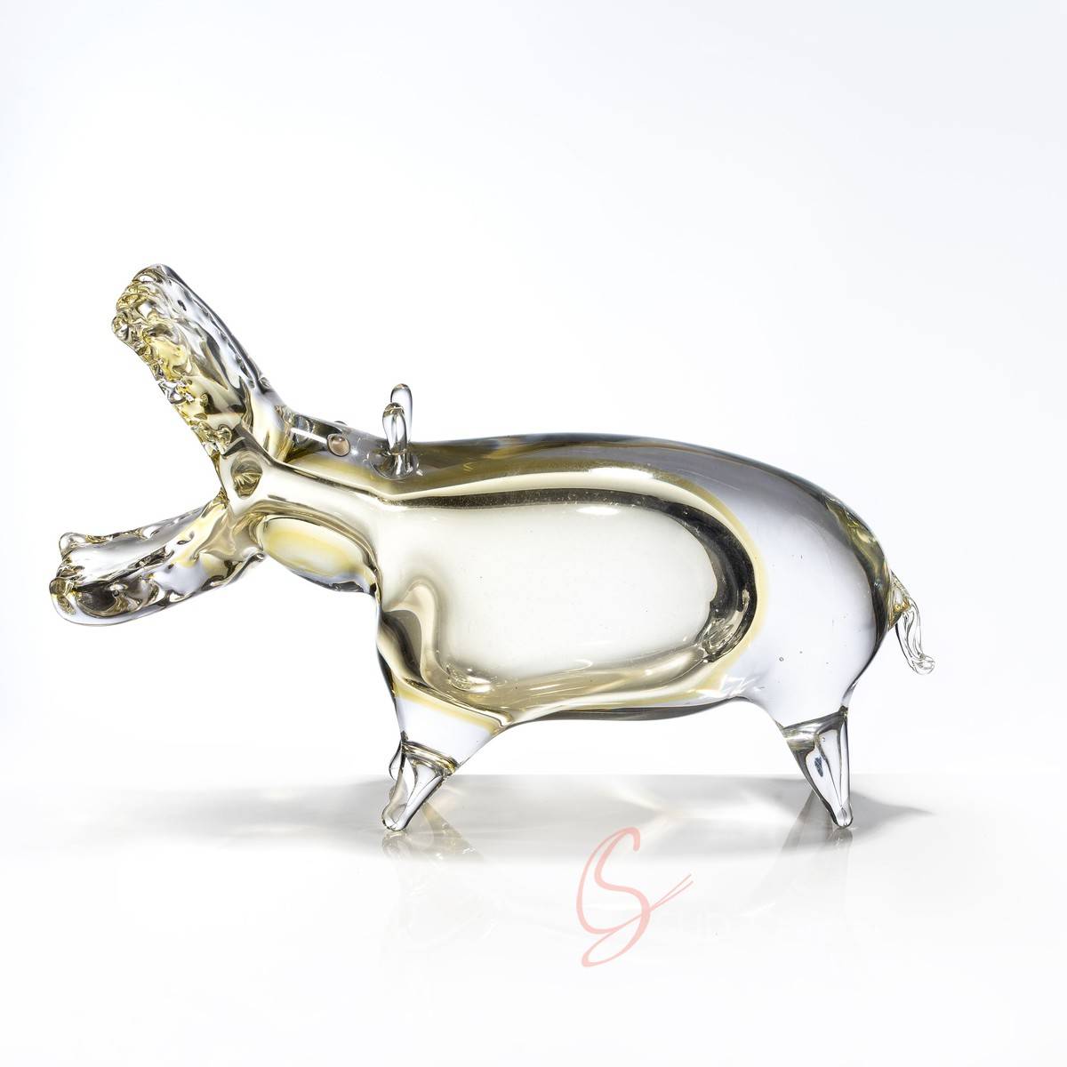Gold Leaf Hippo Glass Ornament