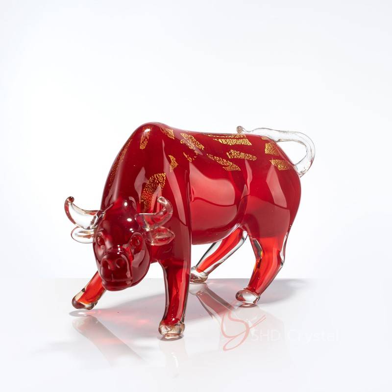 Gold Leaf Bullfighting Shaped Glass Sculpture