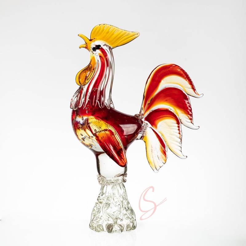 Rooster Announcing Dawn Crystal Ornament