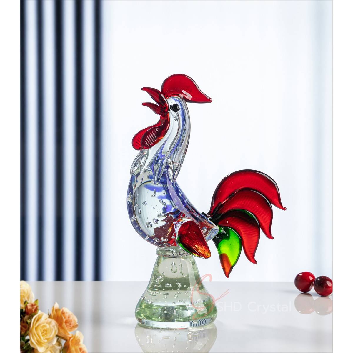 Iridescent Rooster Crystal Ornament