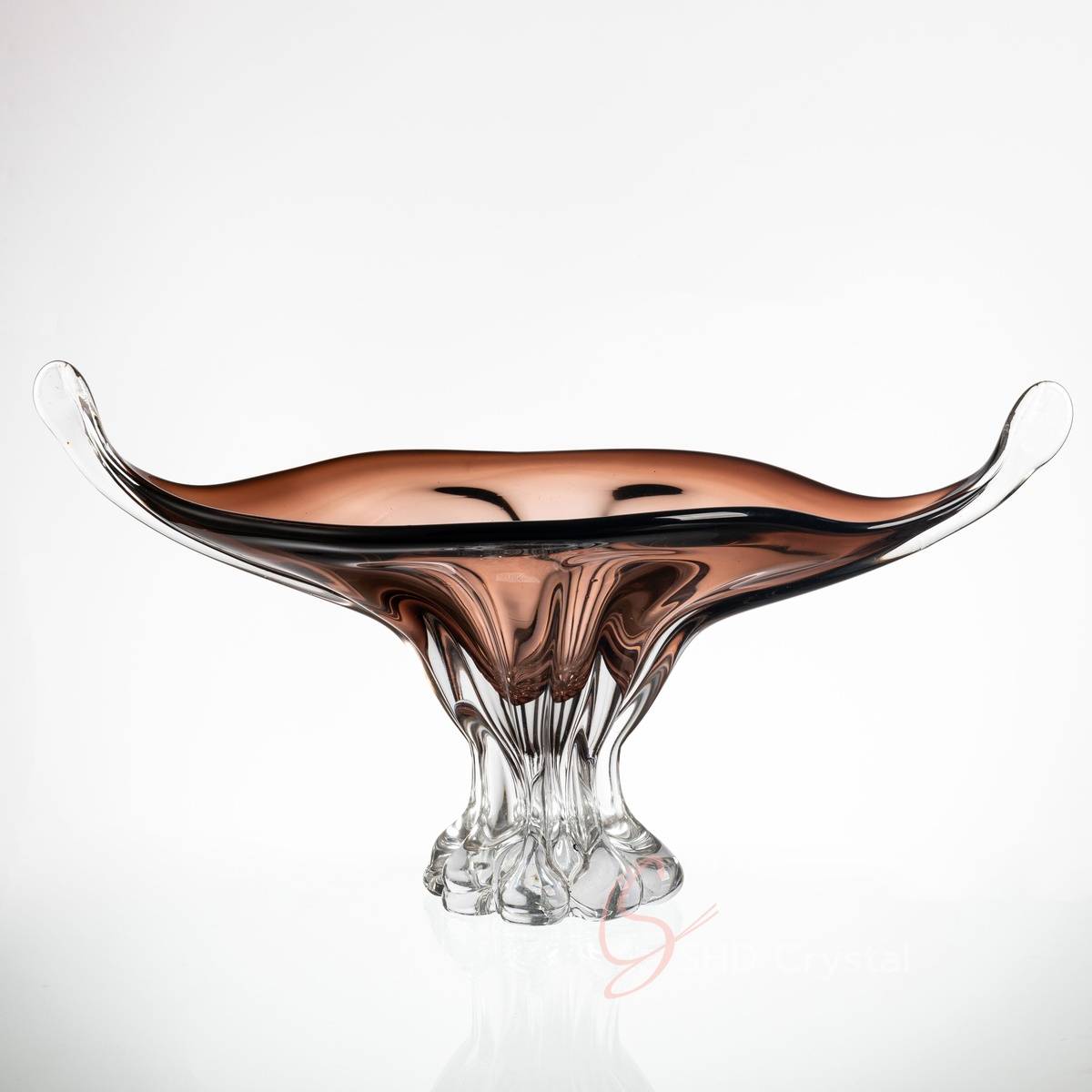 Smoke Amber Crystal Centerpiece Cup Bowl