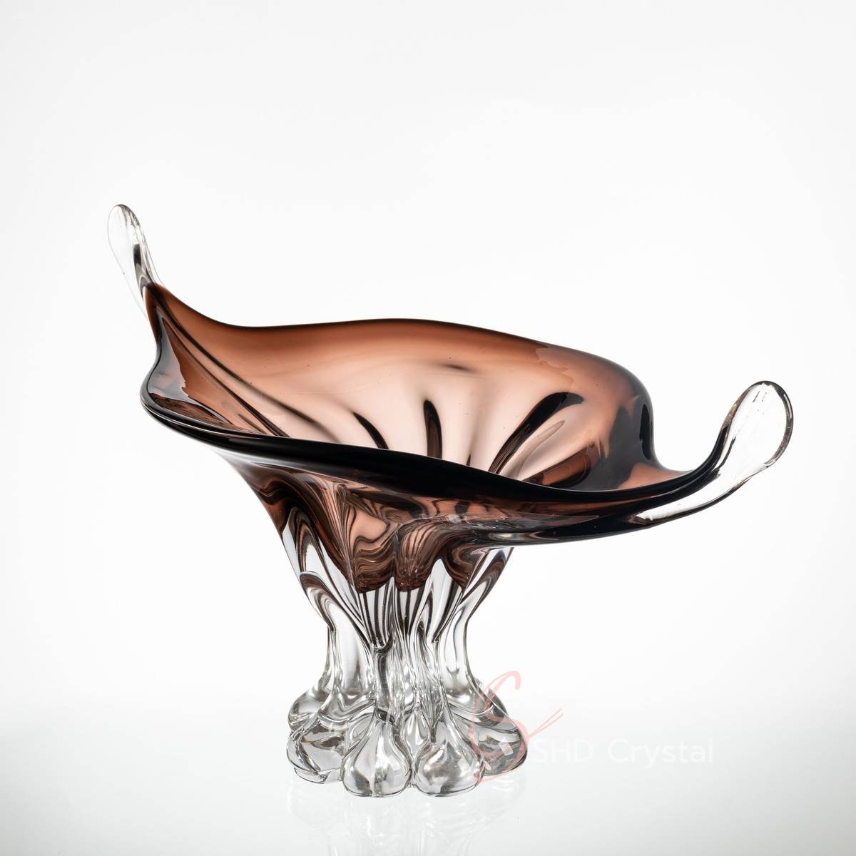 Smoke Amber Crystal Centerpiece Cup Bowl