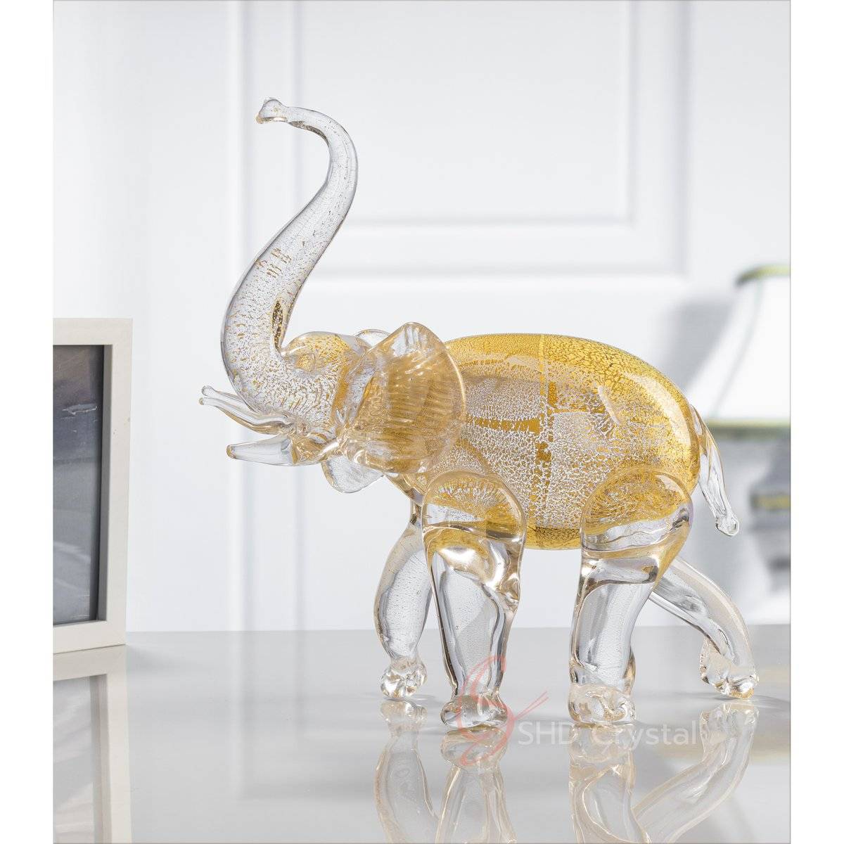 Gold Leaf Elephant Glass Ornament