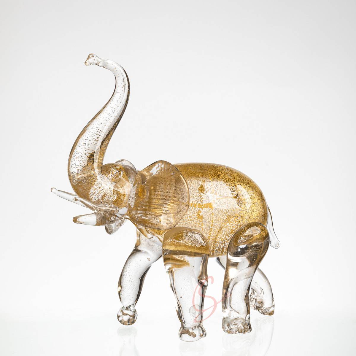 Gold Leaf Elephant Glass Ornament