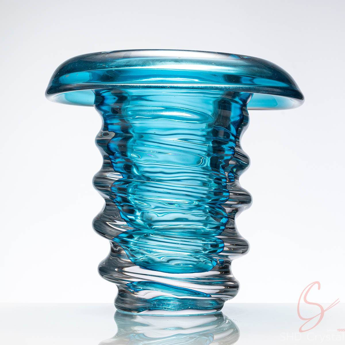 Blue Ripple Vortex Crystal Vase