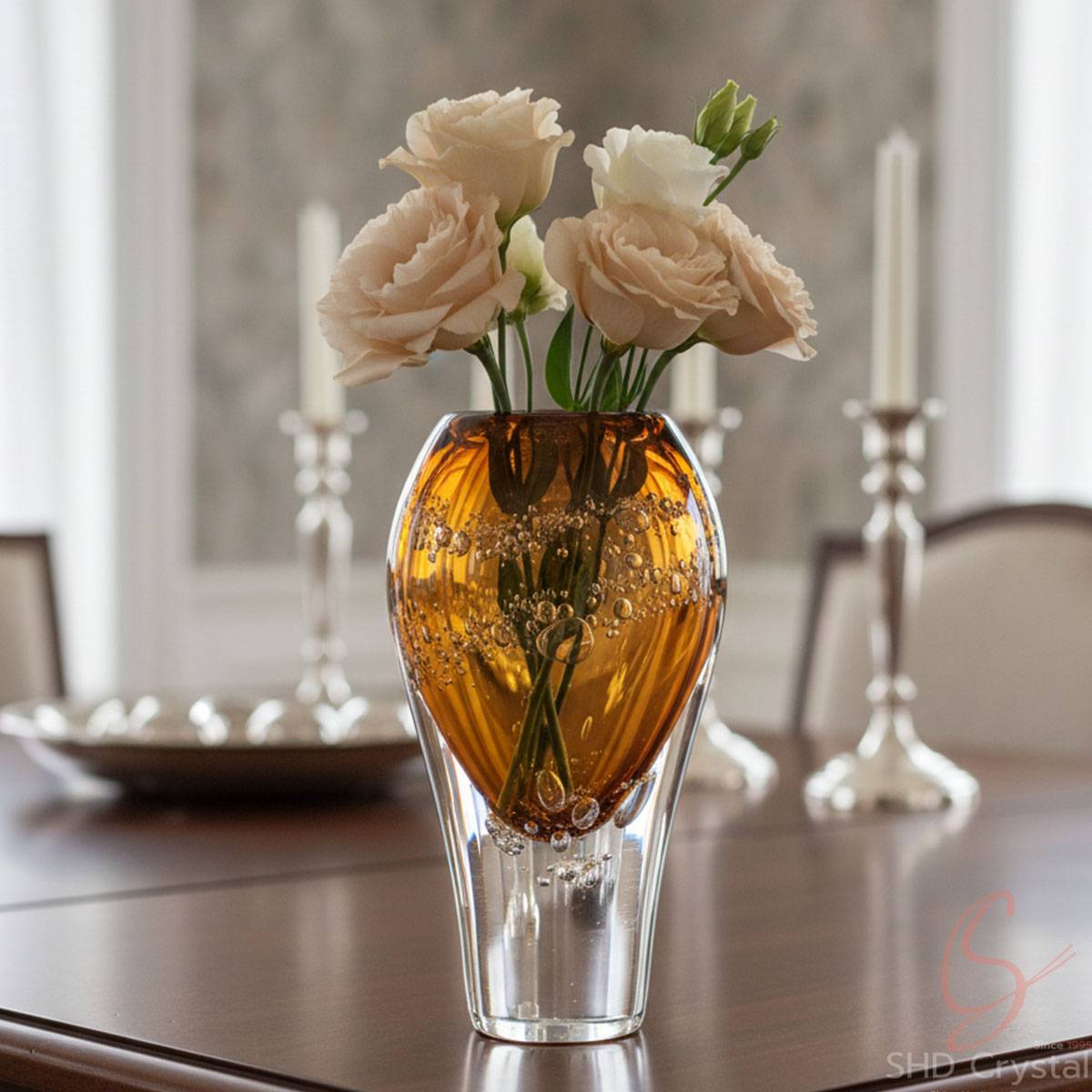 Captured Amber Crystal Vase