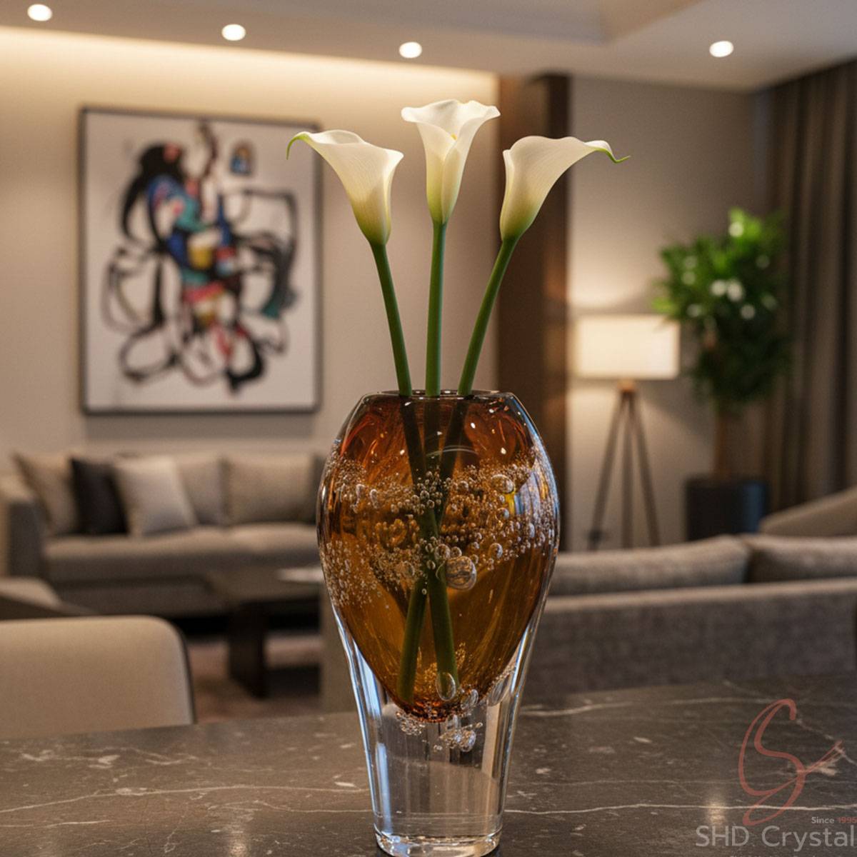 Captured Amber Crystal Vase