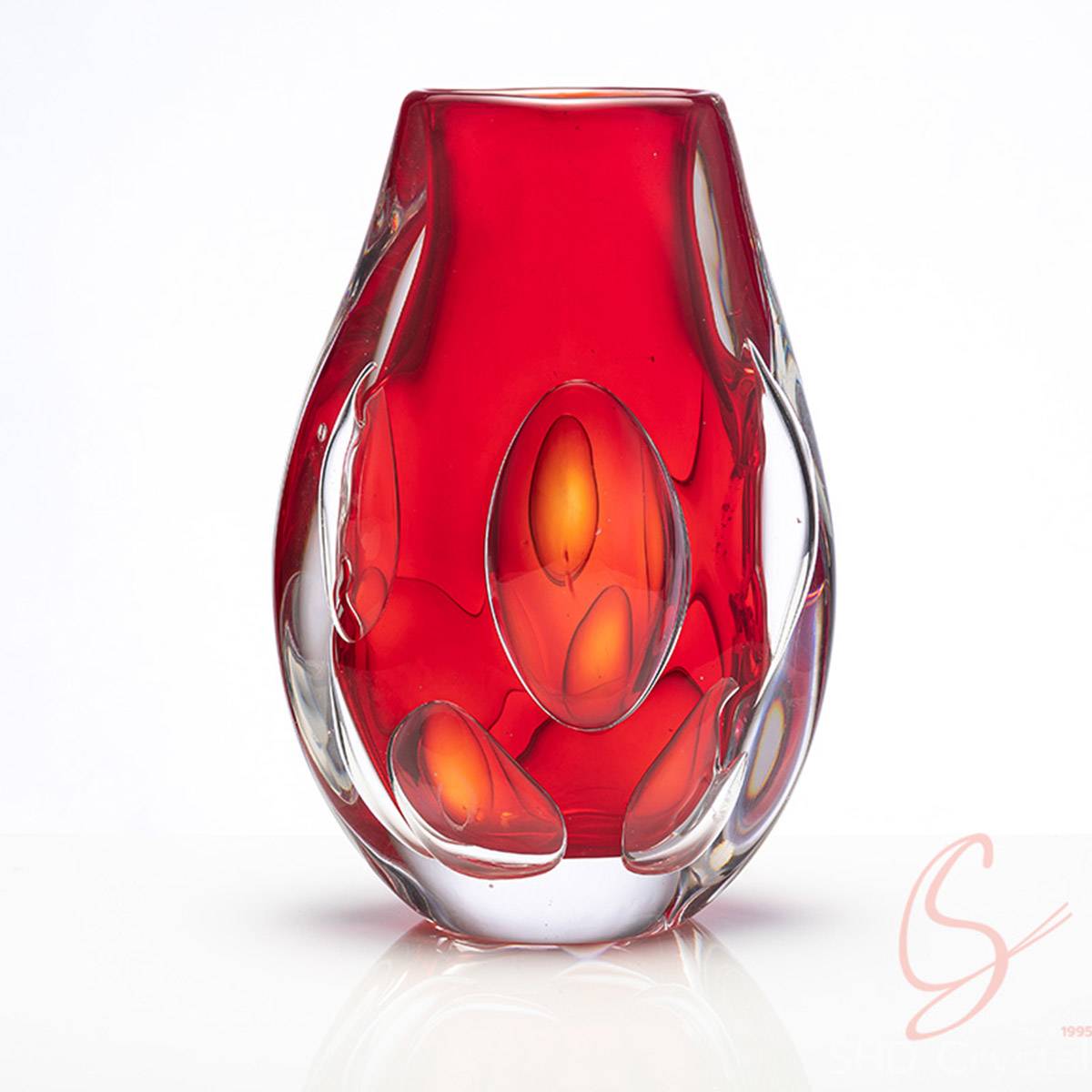 Crimson Core Crystal Vase