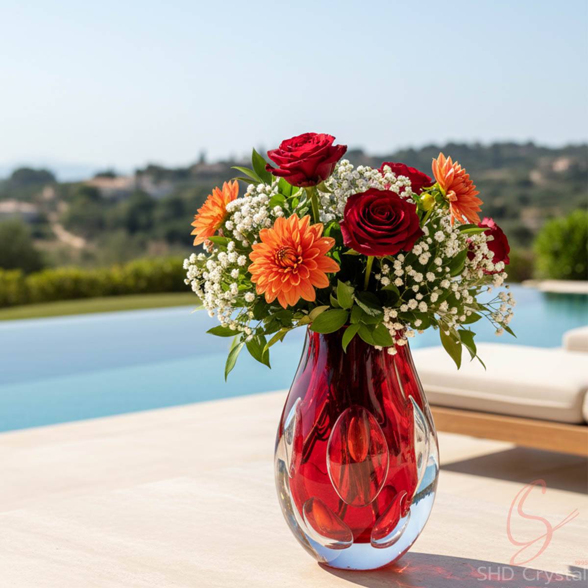 Crimson Core Crystal Vase