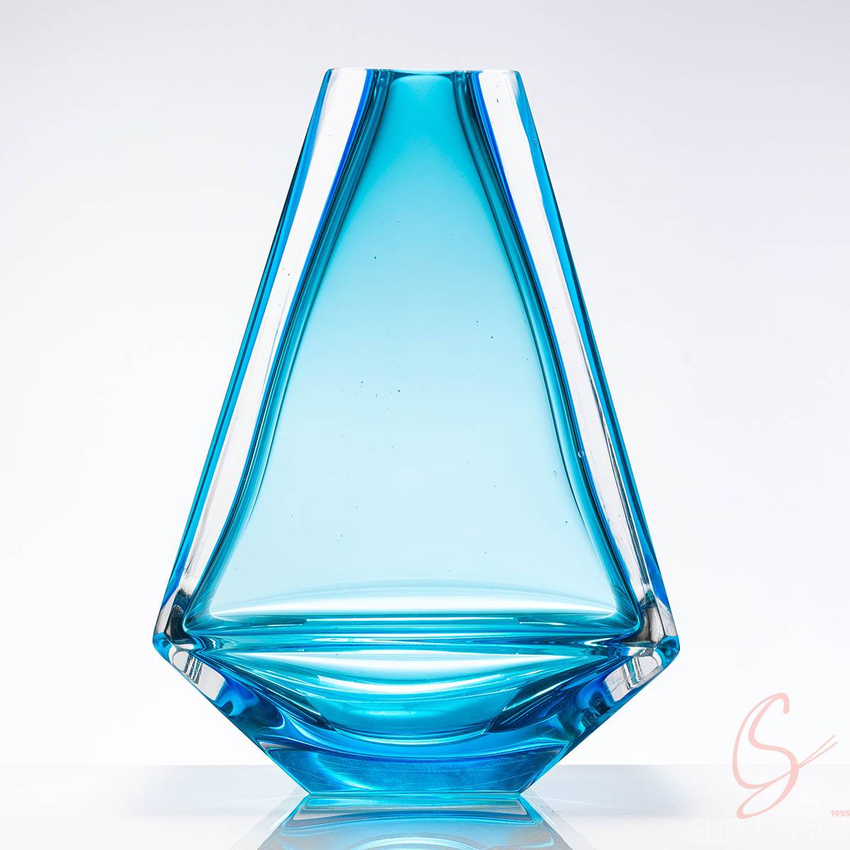 Dark Blue Geometry Crystal Vase