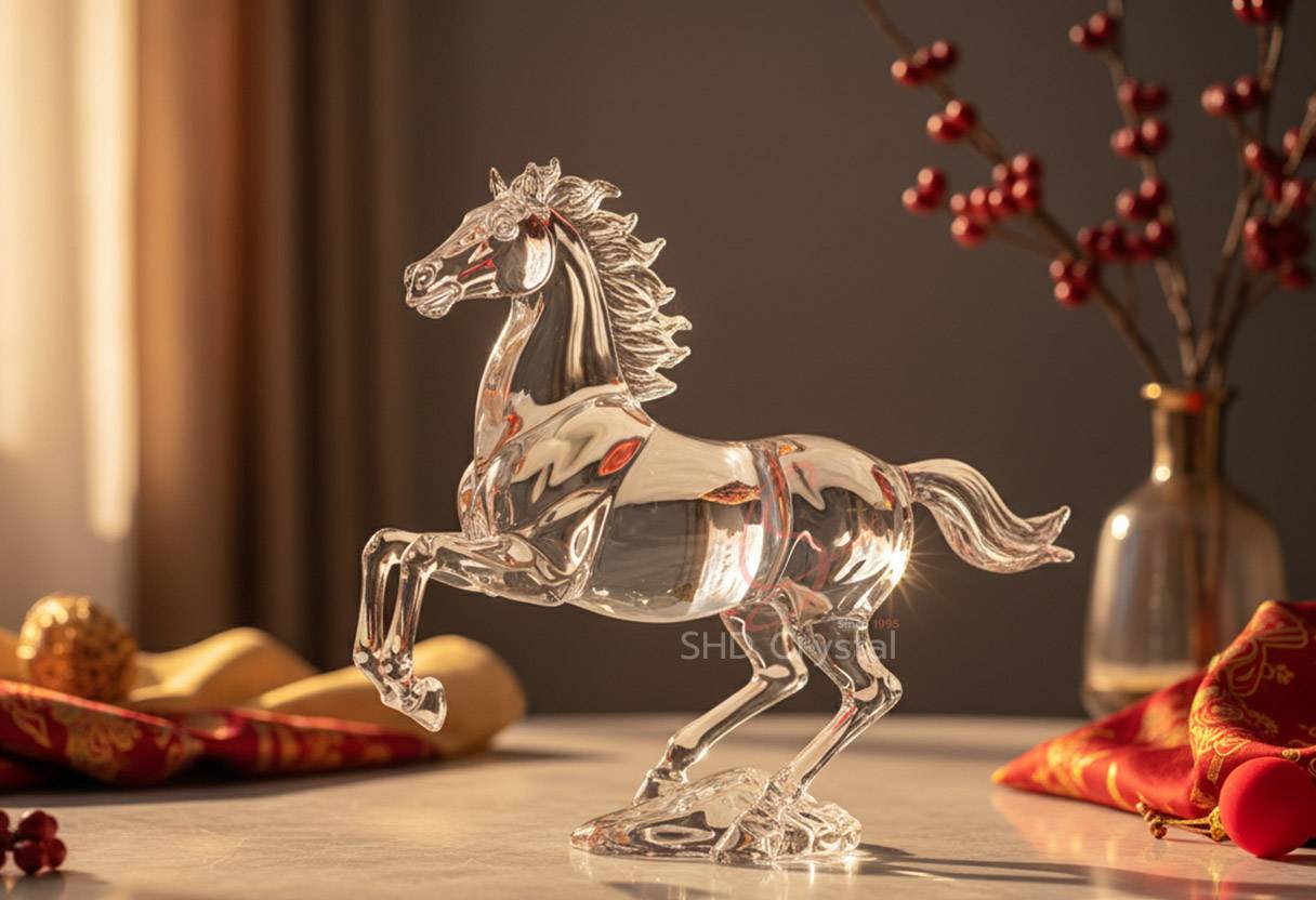 Zodiac horse crystal sculpture