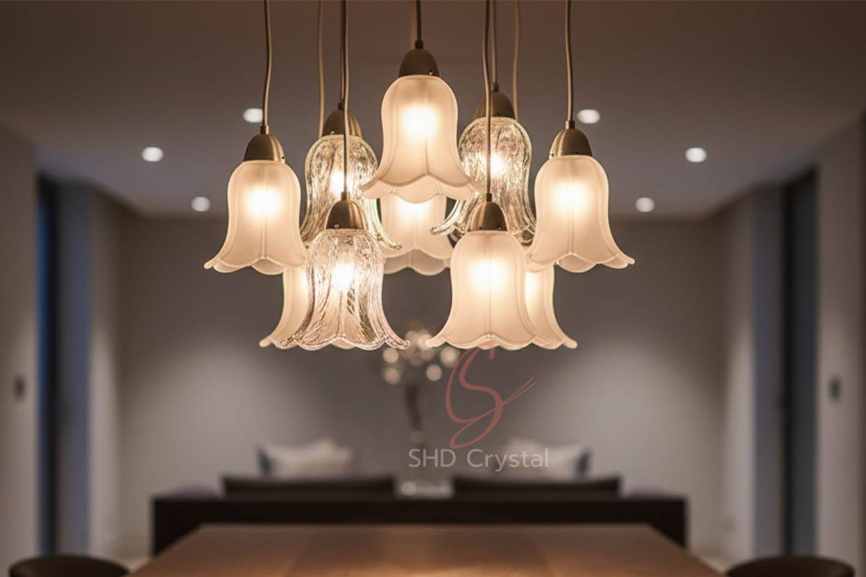 custom flower bud glass lampshades