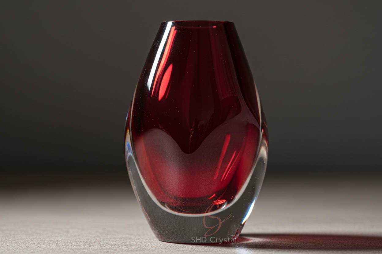 custom red crystal vase