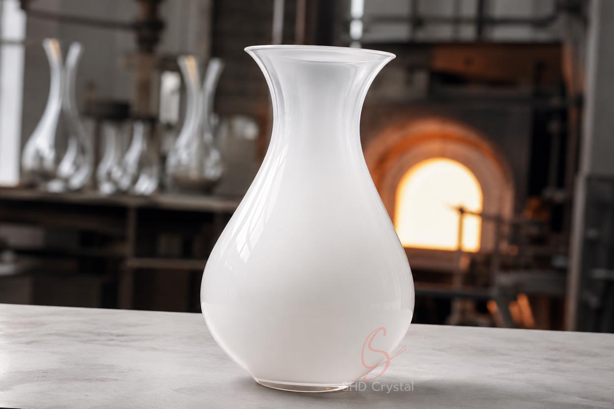 custom white glass vase