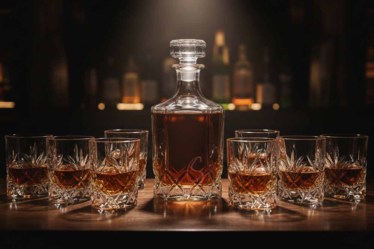 engraved whiskey glass