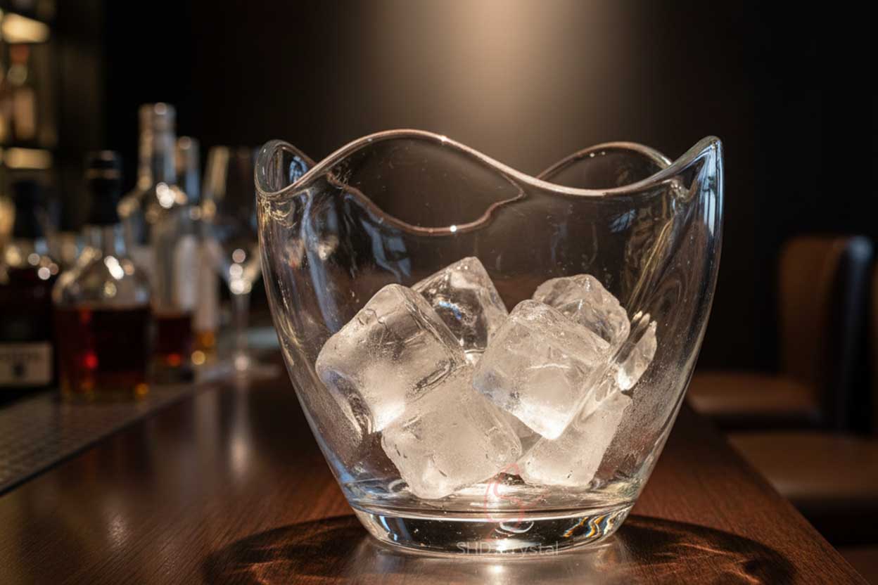 hand blown glass ice bucket