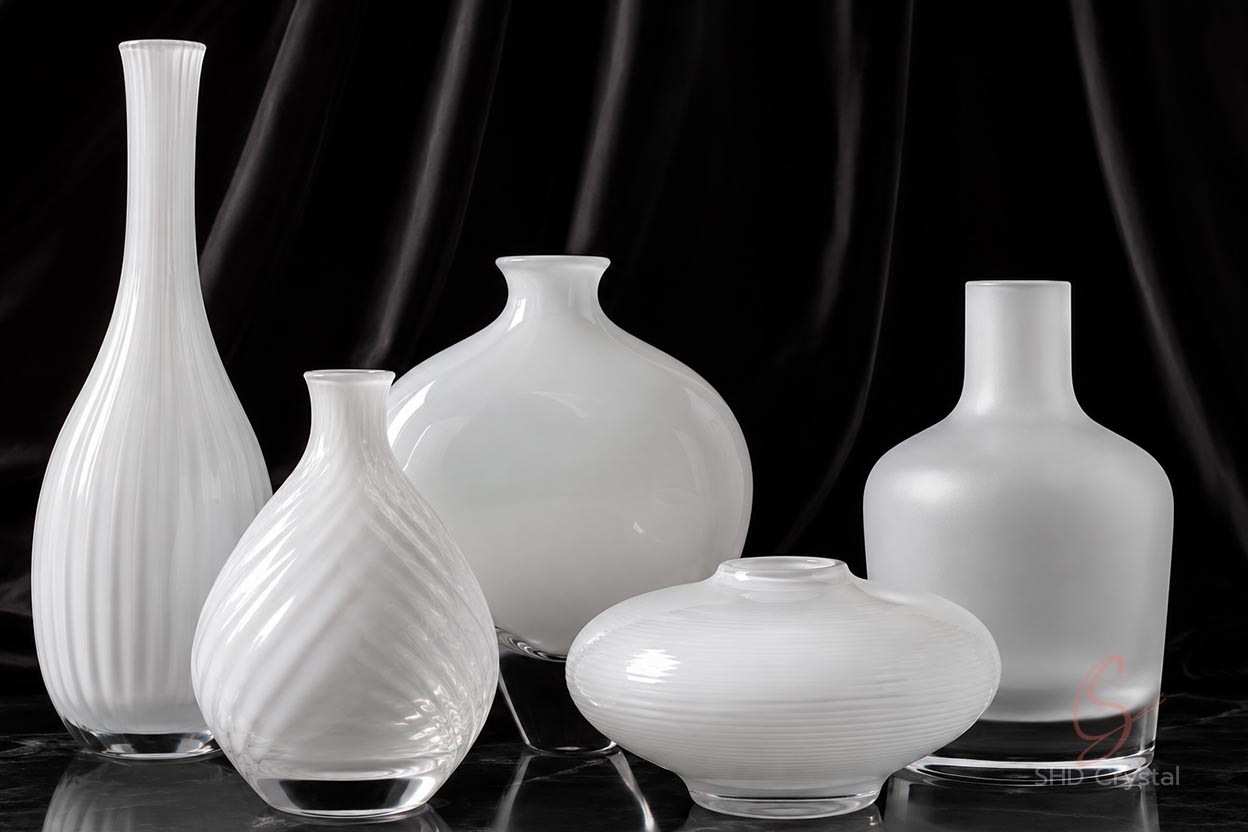 milky white glass vase