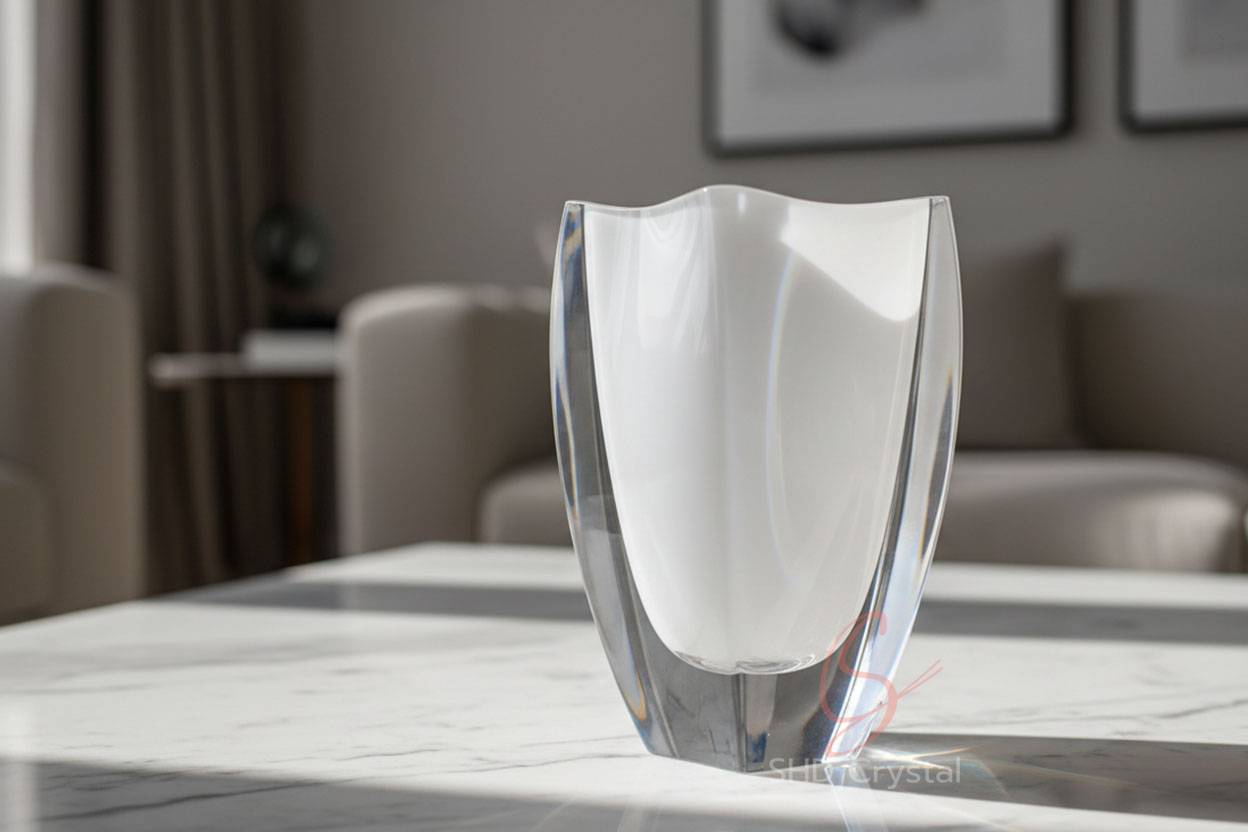 white glass vase