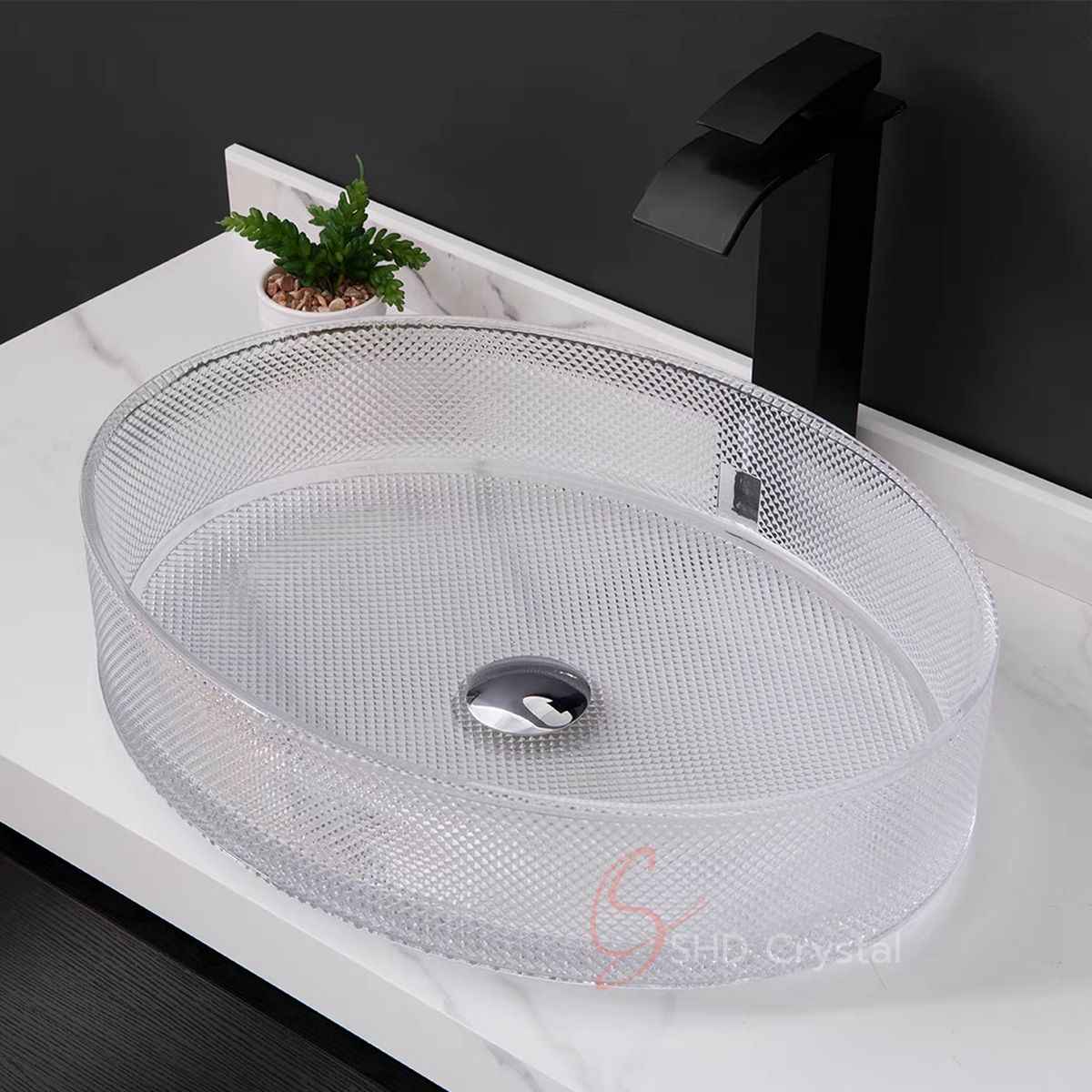 Countryside Villa Oval Micro Diamond Glass Washbasin