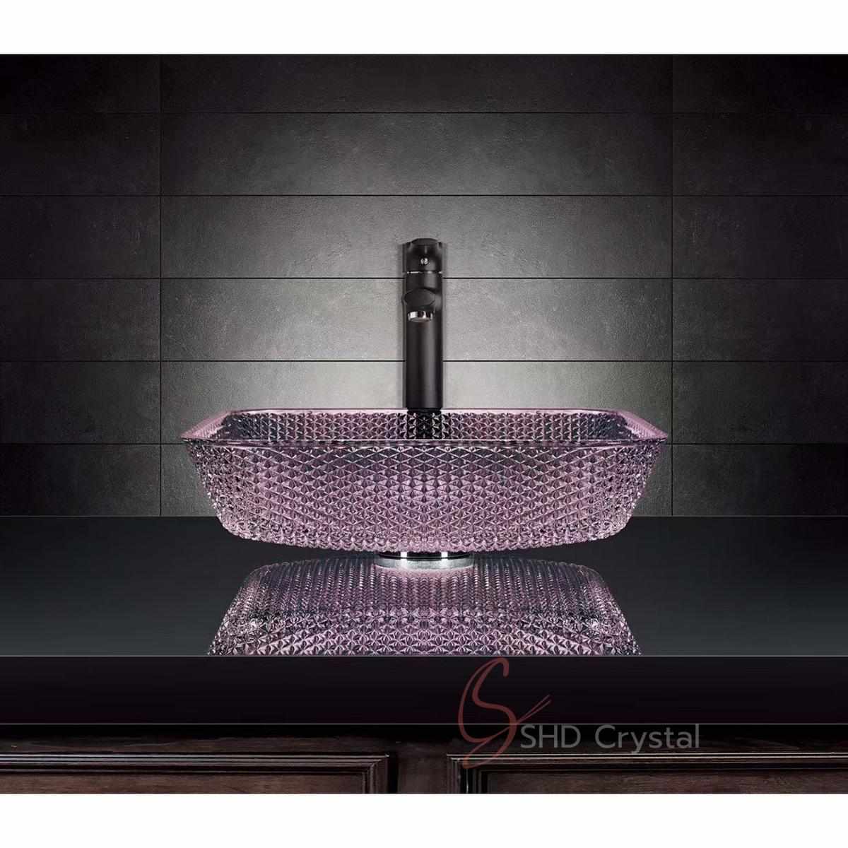 Luxury Hospitality Rectangular Diamond Crystal Washbasin-Purple