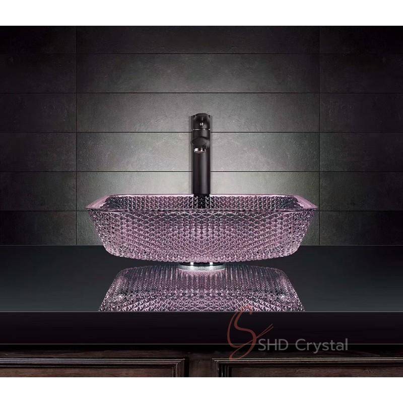 Luxury Hospitality Rectangular Diamond Crystal Washbasin-Purple
