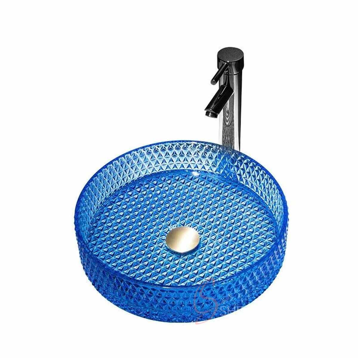 Prism Round Crystal Washbasin-Blue