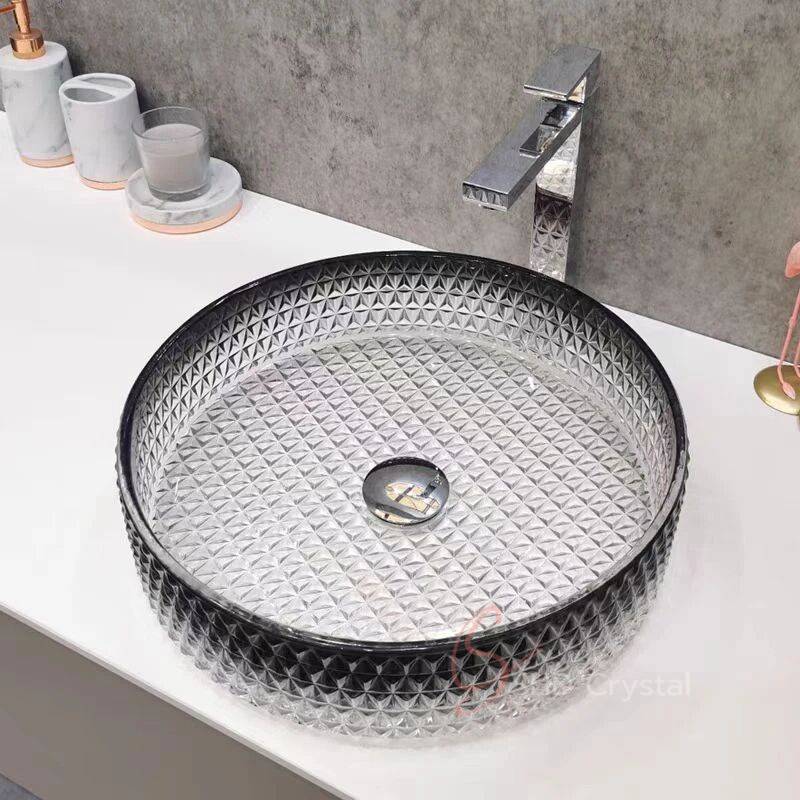 Smoky Ombre Round Diamond Crystal Washbasin