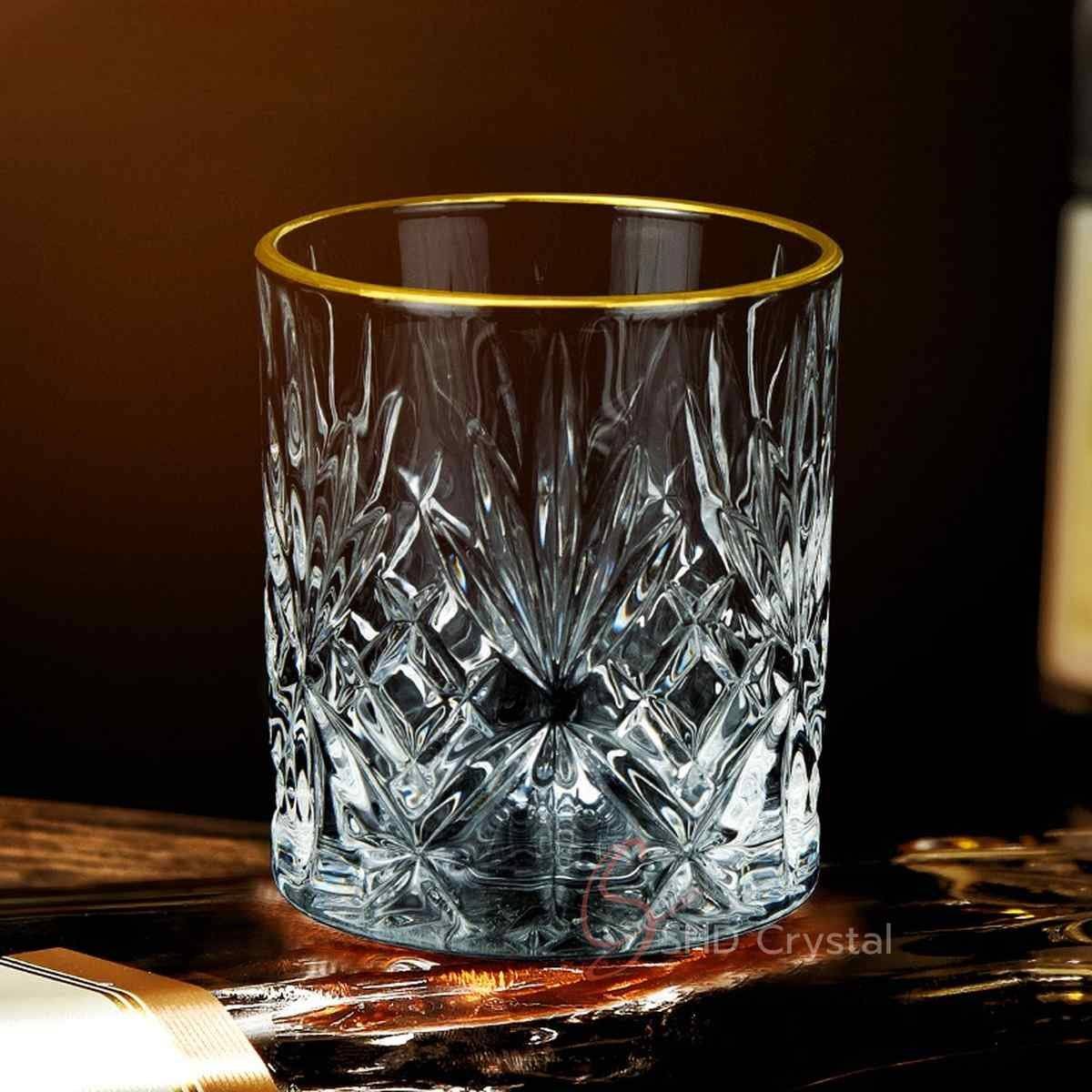 Rim Gilded Hand-Cut Crystal Whiskey Glass