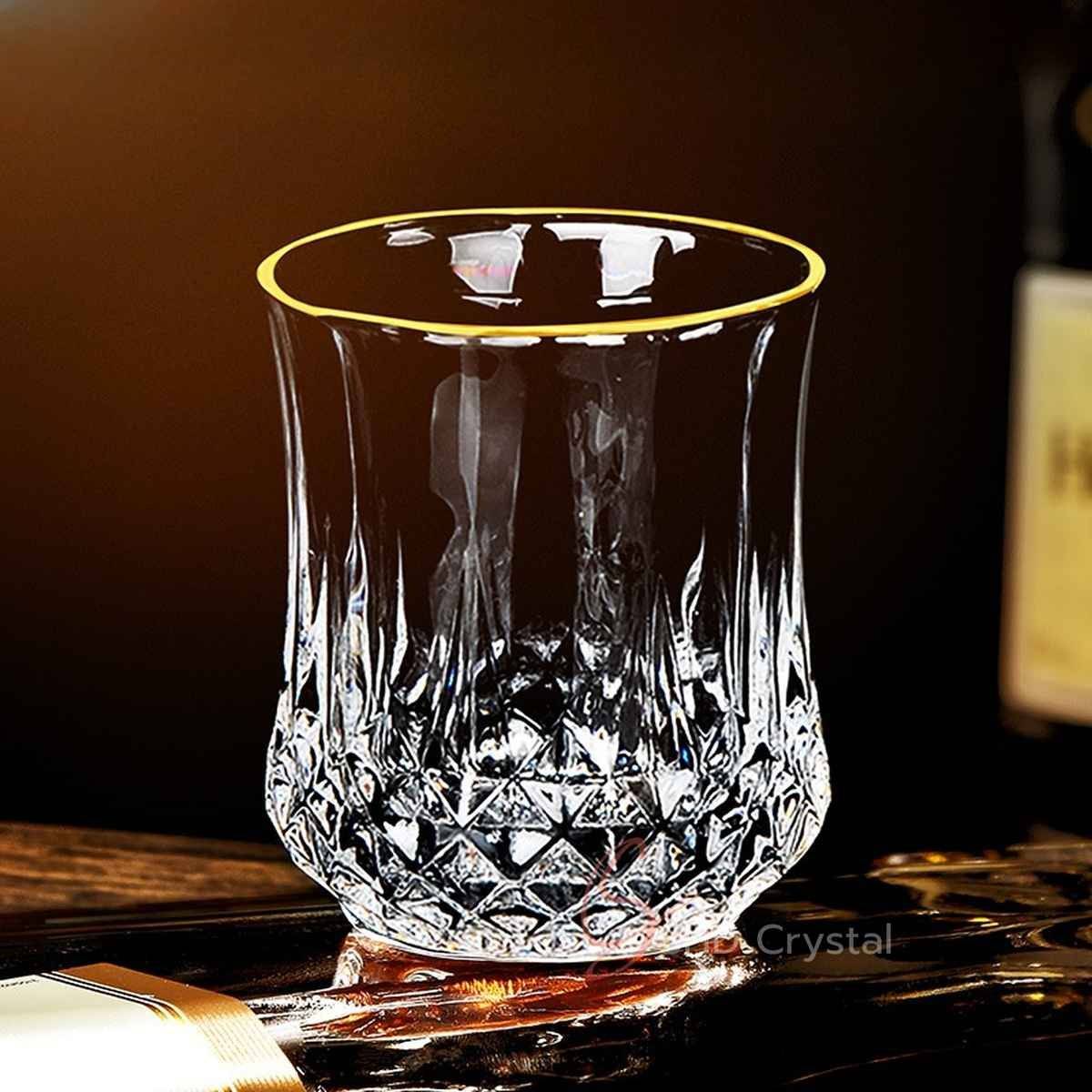 Rim Gilded Transitional Cut Crystal Whiskey Glass