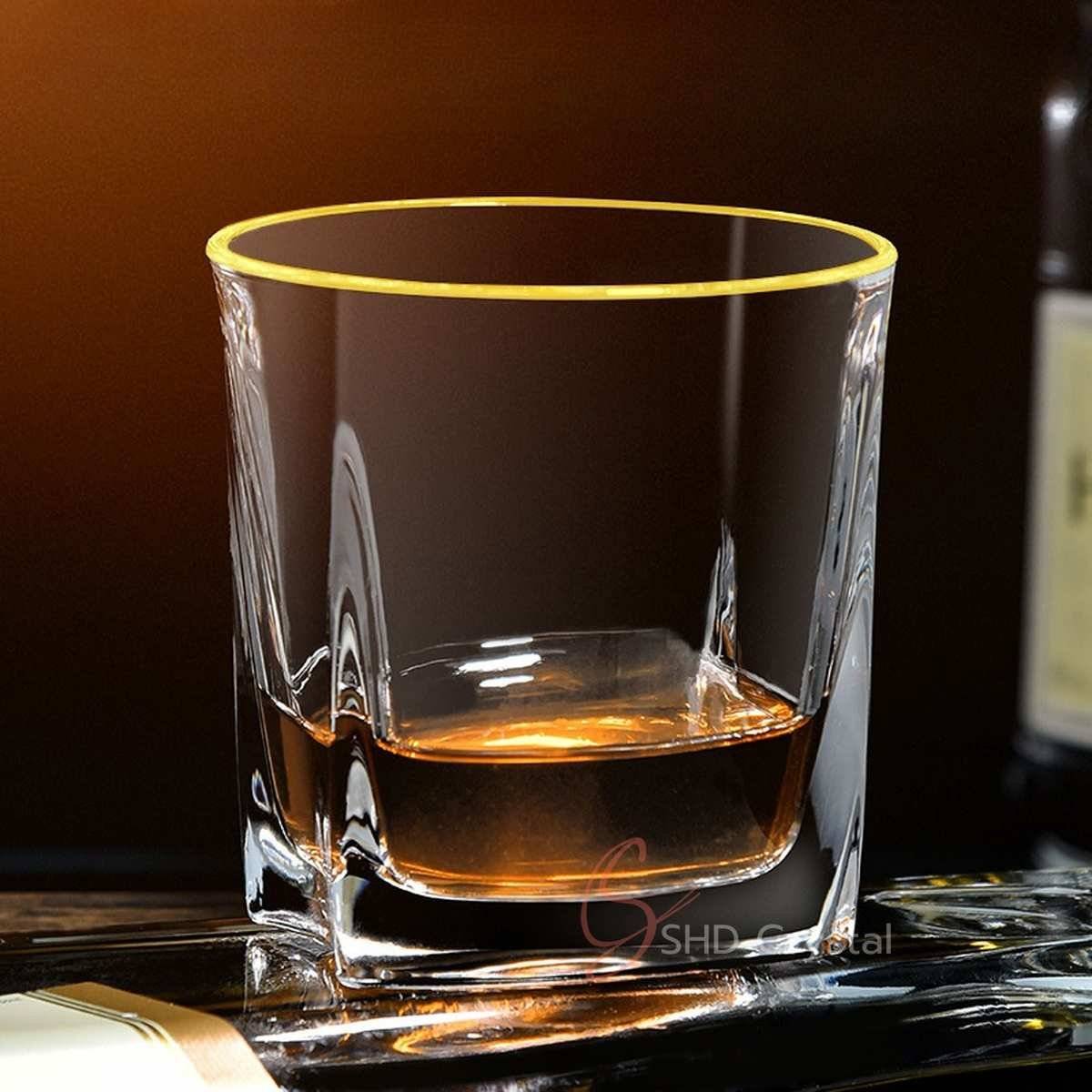 Rim Gilded Optical Flow Crystal Whiskey Glass