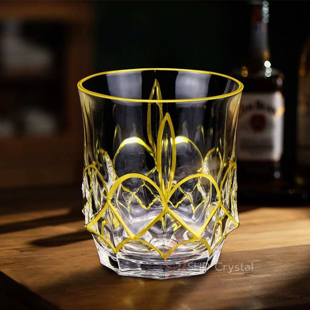 Crown Arc Gilded Pattern Crystal Glass Whiskey Tumbler