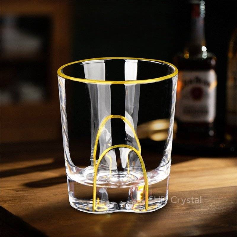 Layered Arch Gilded Pattern Crystal Glass Whiskey Tumbler